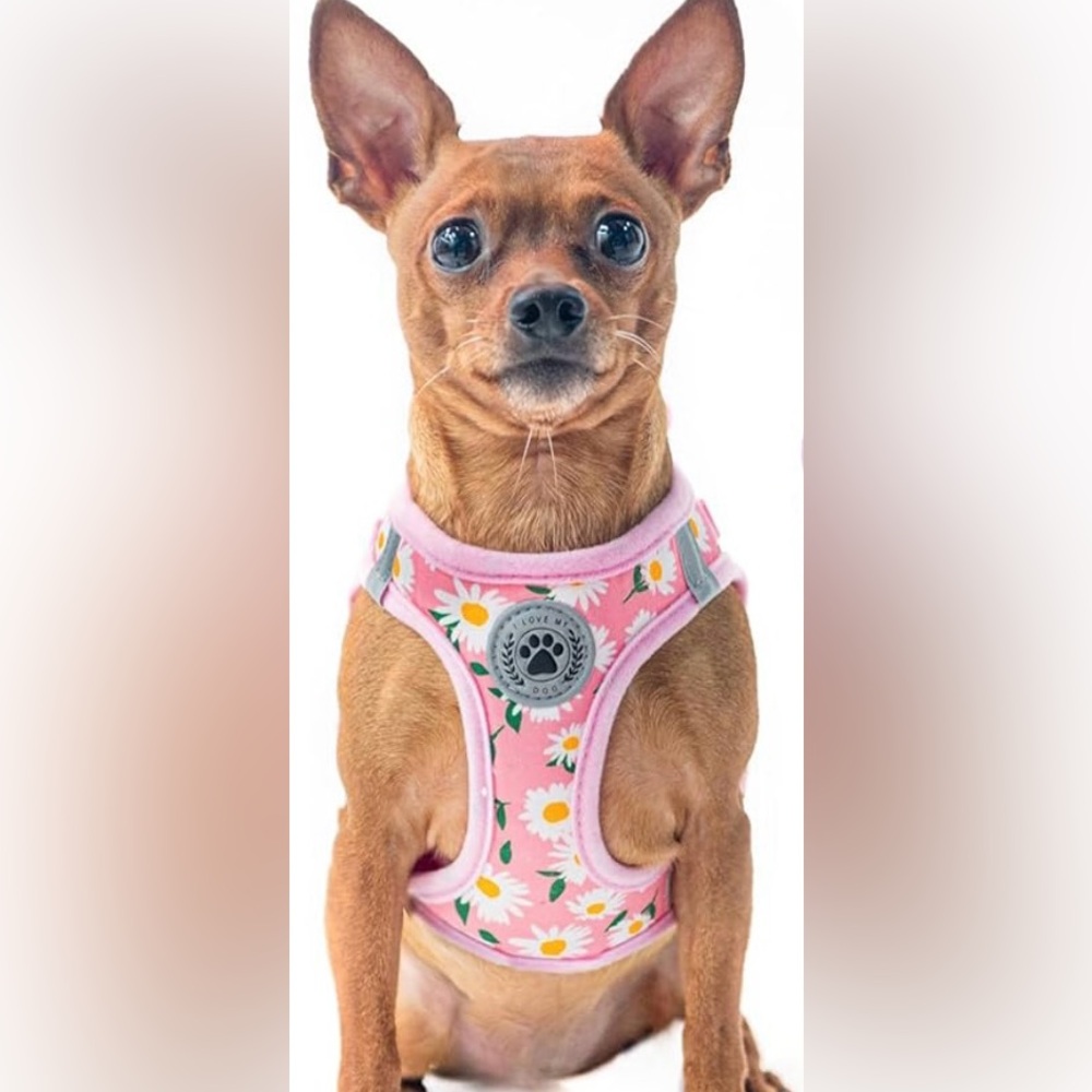 NWT BEAUTYZOO Step in Dog Harness Pink Floral Pattern Reflective No Pull, M